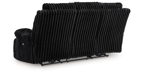 Rhine Falls Onyx Power Reclining Sofa with Drop Down Table from Ashley - Luna Furniture