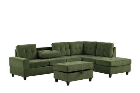 Heights Green Performans Fabric Reversible Sectional with Storage Ottoman from Happy Homes - Luna Furniture