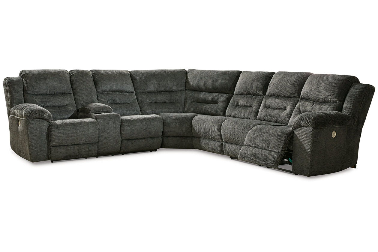 Nettington Smoke 4-Piece Power Reclining Sectional from Ashley - Luna Furniture