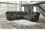 Nettington Smoke 4-Piece Power Reclining Sectional from Ashley - Luna Furniture