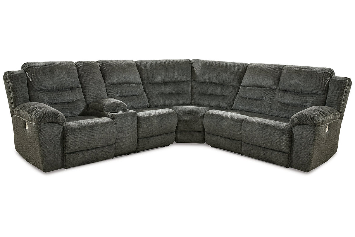 Nettington Smoke 3-Piece Power Reclining Sectional from Ashley - Luna Furniture