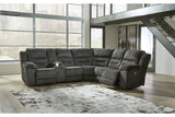 Nettington Smoke 3-Piece Power Reclining Sectional from Ashley - Luna Furniture