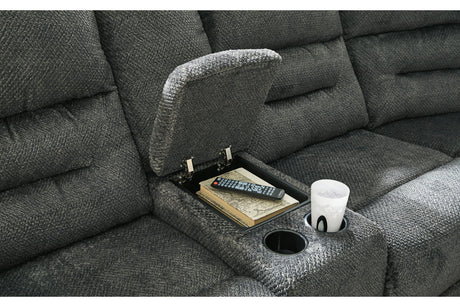 Nettington Smoke 3-Piece Power Reclining Sectional from Ashley - Luna Furniture