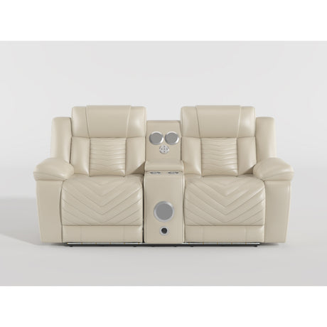 Huron Gray Power Double Reclining Loveseat with Center Console from Homelegance - Luna Furniture