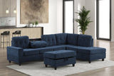 Heights Navy Performans Fabric Reversible Sectional with Storage Ottoman from Happy Homes - Luna Furniture