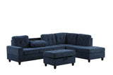 Heights Navy Performans Fabric Reversible Sectional with Storage Ottoman from Happy Homes - Luna Furniture