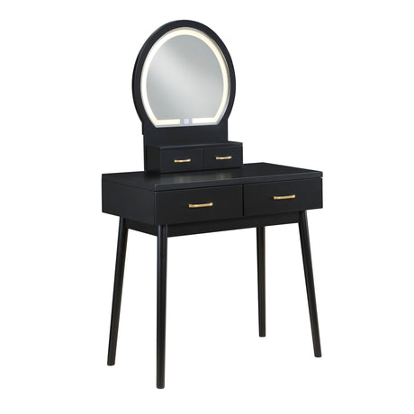 Ornate Black Vanity Dresser with Mirror and Stool from Homelegance - Luna Furniture