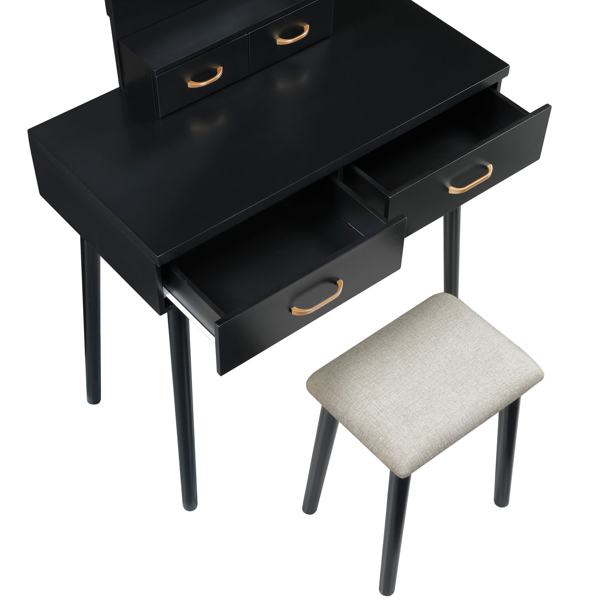 Ornate Black Vanity Dresser with Mirror and Stool from Homelegance - Luna Furniture