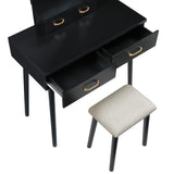 Ornate Black Vanity Dresser with Mirror and Stool from Homelegance - Luna Furniture