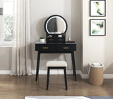 Ornate Black Vanity Dresser with Mirror and Stool from Homelegance - Luna Furniture