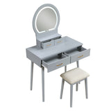 Ornate Gray Vanity Dresser with Mirror and Stool from Homelegance - Luna Furniture