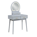Ornate Gray Vanity Dresser with Mirror and Stool from Homelegance - Luna Furniture