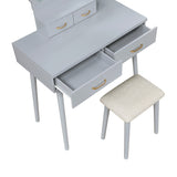 Ornate Gray Vanity Dresser with Mirror and Stool from Homelegance - Luna Furniture