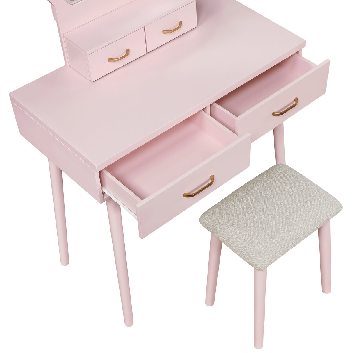 Ornate Pink Vanity Dresser with Mirror and Stool from Homelegance - Luna Furniture
