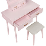 Ornate Pink Vanity Dresser with Mirror and Stool from Homelegance - Luna Furniture