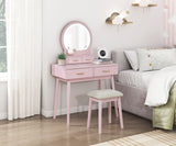 Ornate Pink Vanity Dresser with Mirror and Stool from Homelegance - Luna Furniture