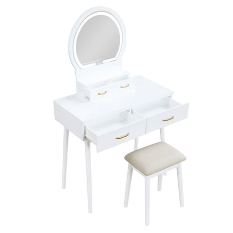 Ornate White Vanity Dresser with Mirror and Stool from Homelegance - Luna Furniture