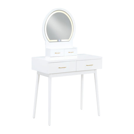 Ornate White Vanity Dresser with Mirror and Stool from Homelegance - Luna Furniture