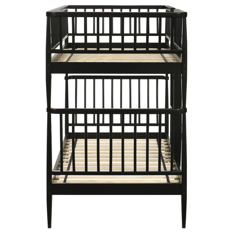 Abram Windsor Black Twin over Twin Wood Bunk Bed with Ladder from Coaster - Luna Furniture