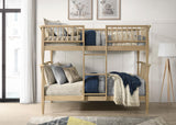 Abram Almond Twin Over Twin bunk bed, Windsor spindle rails, styled bedroom view