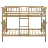 Abram Almond Twin Over Twin bunk bed, frontal view, Windsor spindle rail design