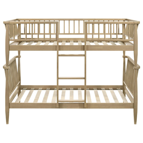 Abram Almond Twin-over-Twin Wood Bunk Bed from Coaster - Luna Furniture