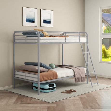 Carson Glossy Silver Metal Twin Over Twin Bunk Bed from Coaster - Luna Furniture