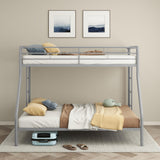 Carson Glossy Silver Metal Twin Over Full Bunk Bed from Coaster - Luna Furniture