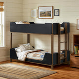 Morris Walnut / Black Twin Over Twin Wood Bunk Bed from Coaster - Luna Furniture
