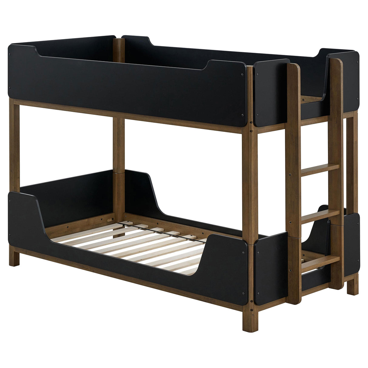 Morris Walnut / Black Twin Over Twin Wood Bunk Bed from Coaster - Luna Furniture