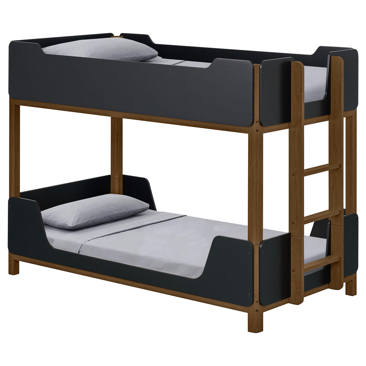 Morris Walnut / Black Twin Over Twin Wood Bunk Bed from Coaster - Luna Furniture