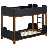 Morris Walnut / Black Twin Over Twin Wood Bunk Bed from Coaster - Luna Furniture