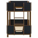 Morris Walnut / Black Twin Over Twin Wood Bunk Bed from Coaster - Luna Furniture