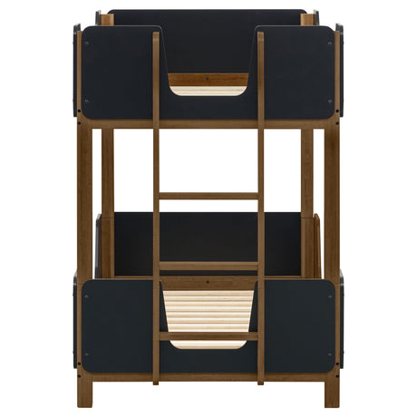 Morris Walnut / Black Twin Over Twin Wood Bunk Bed from Coaster - Luna Furniture