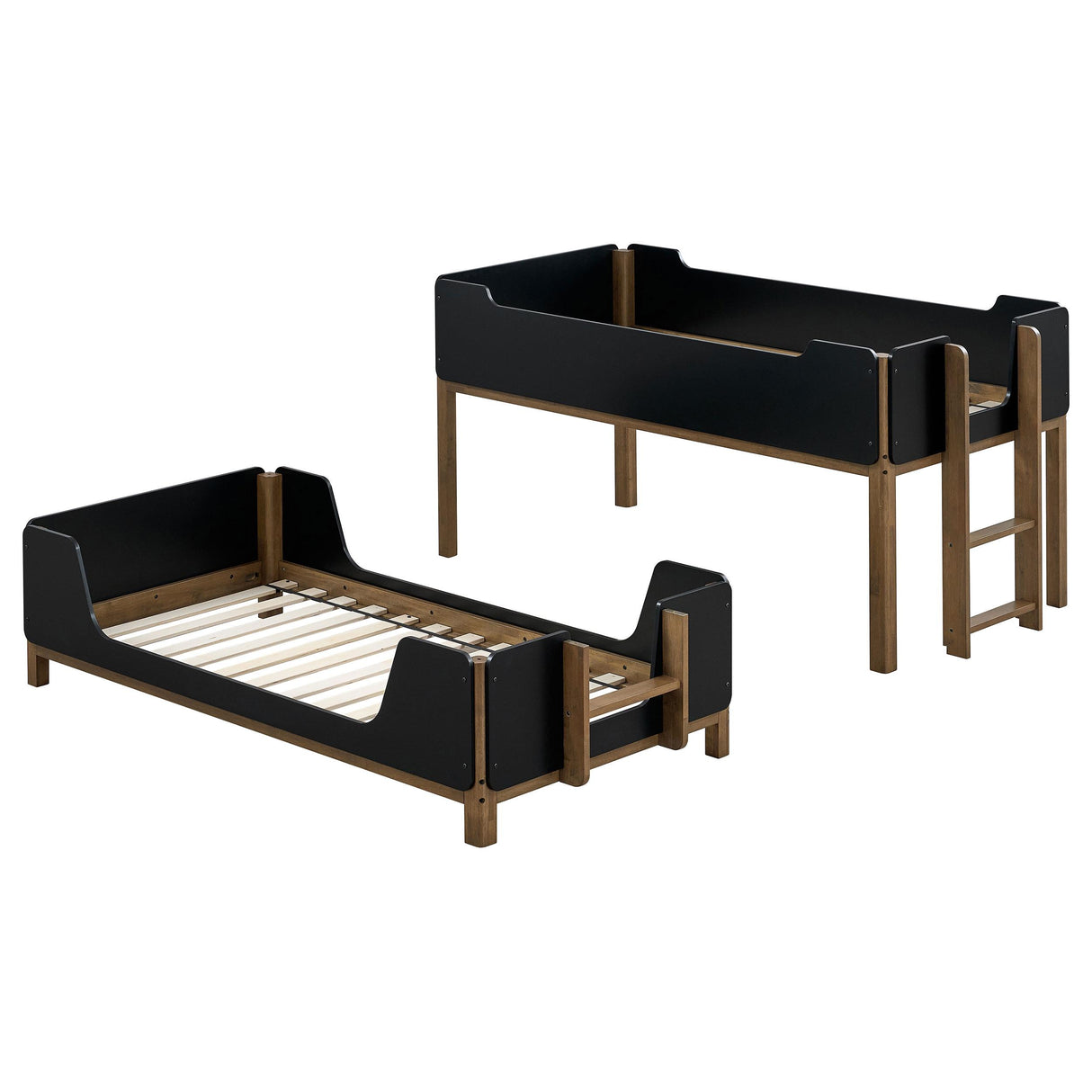 Morris Walnut / Black Twin Over Twin Wood Bunk Bed from Coaster - Luna Furniture