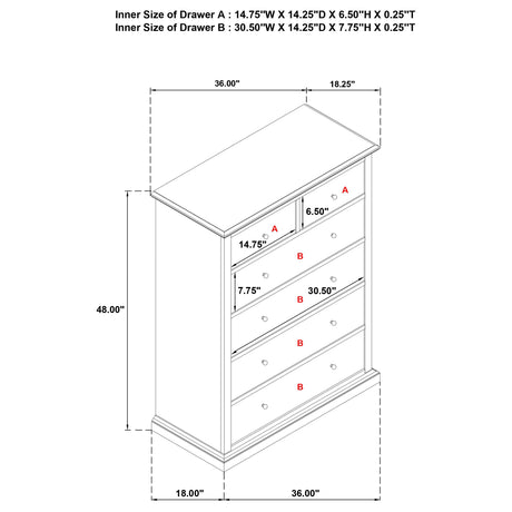 Sumerlin Cappuccino 6-Drawer Bedroom Chest from Coaster - Luna Furniture