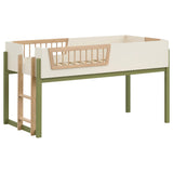 Evren Natural Twin Storage Loft Bed 4-Piece Set with Chest and Bookcases