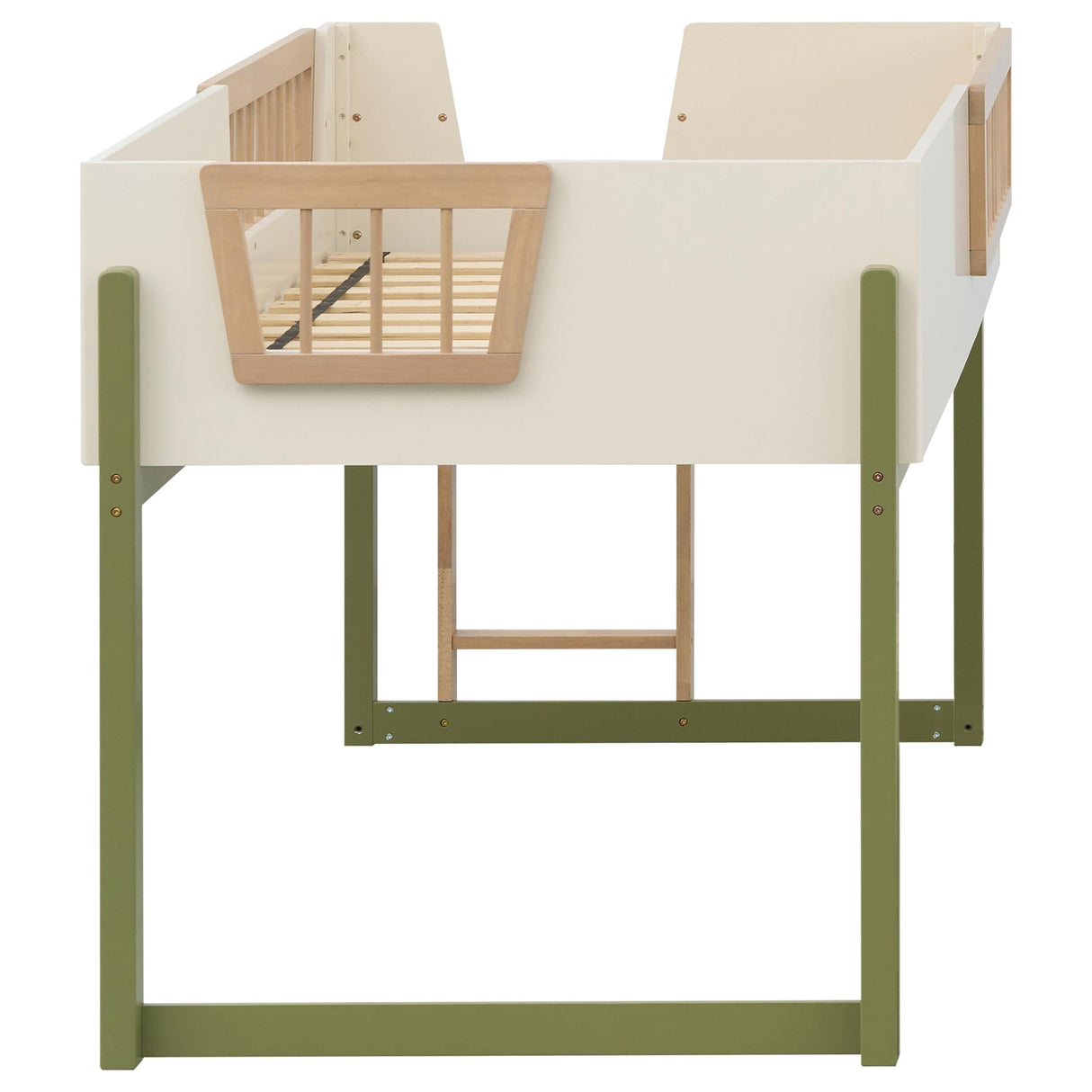 Evren Natural Twin Storage Loft Bed 4-Piece Set with Chest and Bookcases