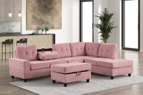 Heights Pink Performans Fabric Reversible Sectional with Storage Ottoman from Happy Homes - Luna Furniture