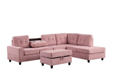 Heights Pink Performans Fabric Reversible Sectional with Storage Ottoman from Happy Homes - Luna Furniture