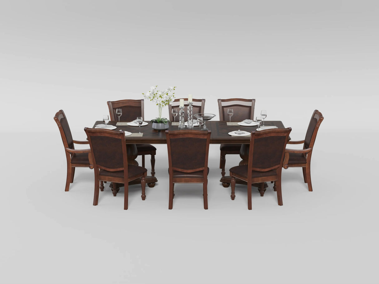 Lordsburg Brown Chery 103" Double Pedestal Extendable Dining Table from Homelegance - Luna Furniture