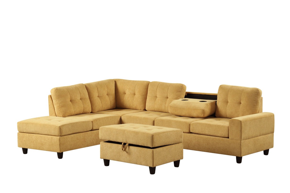 Heights Mustard Performans Fabric Reversible Sectional with Storage Ottoman from Happy Homes - Luna Furniture