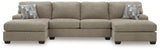Seyler Lane Hemp 3-Piece Double Chaise Sleeper Sectional from Ashley Furniture - Luna Furniture