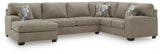 Seyler Lane Hemp 3-Piece LAF Chaise Sleeper Sectional from Ashley Furniture - Luna Furniture