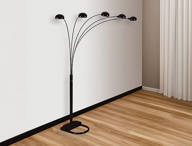 Peacock Arc Black 82" Floor Lamp from Crown Mark - Luna Furniture