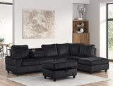 Arosa Black Reversible Sectional with Storage Ottoman from Happy Homes - Luna Furniture