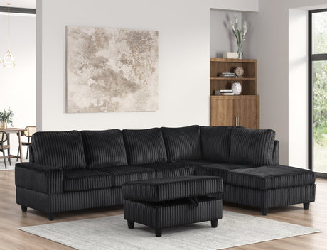 Arosa Black Reversible Sectional with Storage Ottoman from Happy Homes - Luna Furniture