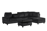 Arosa Black Reversible Sectional with Storage Ottoman from Happy Homes - Luna Furniture