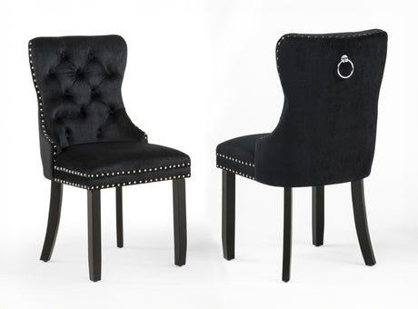 Arabella Black Velvet Accent Chair, Set of 2 from Crown Mark - Luna Furniture