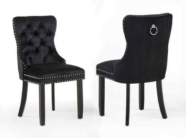 Arabella Black Velvet Accent Chair, Set of 2